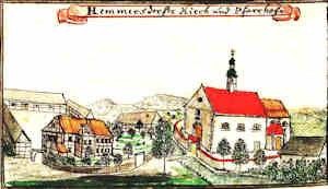Hemmersdorfer Kirch und Pfarrhof - Koci i plebania, widok oglny